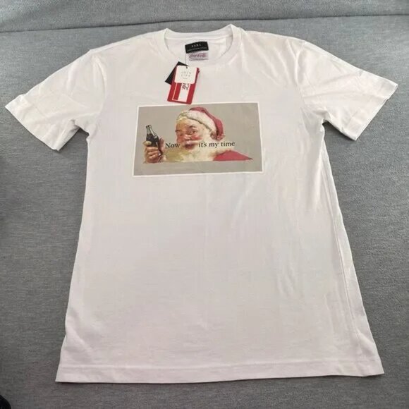 ZARA - Men's Now It's My Time Santa White Small T-Shirt A54 - Picture 1 of 5